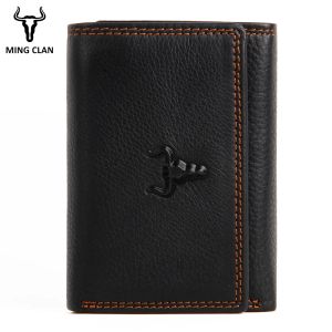 Portefeuilles Men Trifold Designer Wallet Small voorzake pocket Echt lederen merk Purse rfid slanke mannelijke creditcardhouder tas