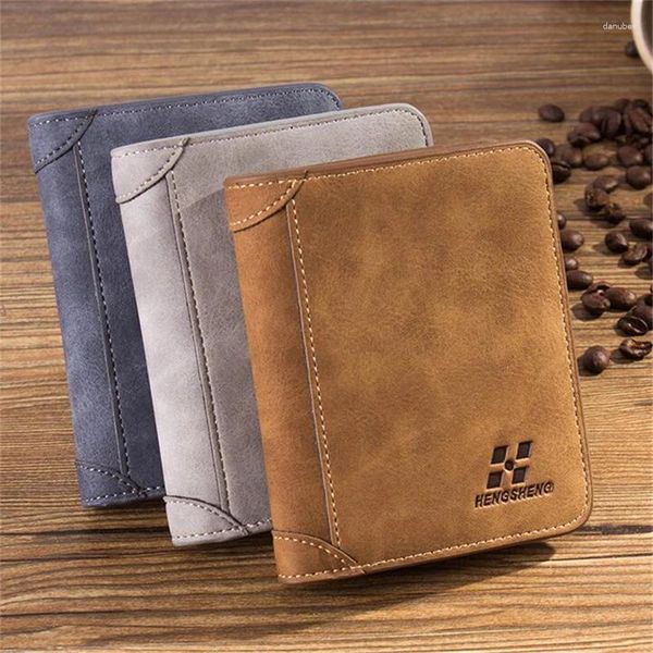 Portefeuilles Hommes Portefeuille En Cuir D'affaires Pliable De Luxe Billfold Mince Hipster Vachette/ID Titulaires Inserts Porte-Monnaie