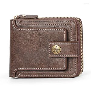 Portefeuilles mens portefeuille zipper embrayage courte mâle sac à main mâle soft pu en cuir sac en cuir bigle billfold hommes support de carte