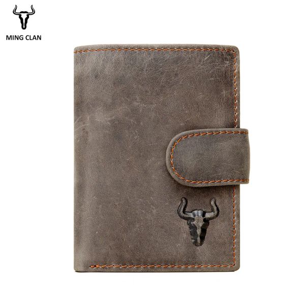 Portefeuilles mingclan hommes portefeuille craquage de chevaux de cheval en cuir sac mâle sac rfid cine bourse flip id carder carder cachette poche cachée