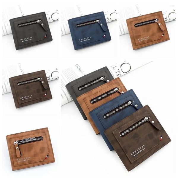 Carteras Multi-Posición Hombres PU Cuero Simple Carta Corta Dinero Clip Cambio Monedero Estilo Coreano Moneda Chicas