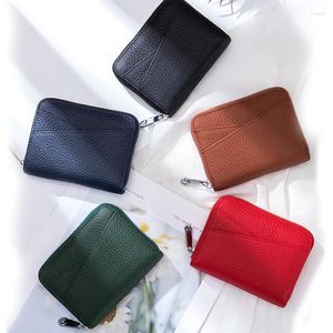 Portefeuilles Multi-Slot Titulaire de la carte Porte-monnaie Hommes Femmes Mode Solide Couleur Zipper ID PU Cuir Coin Wallet Case Poche