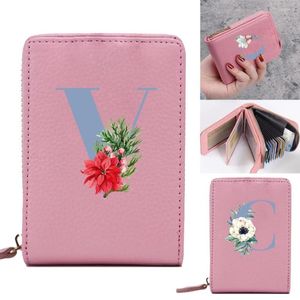 Portefeuilles Multi Slot Slim Card Case Business Holder Wallet Coin Pocket Purse Clutch Multi-card Zipper Blue Lettern Series