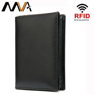 Portefeuilles mva mouton portefeuille en cuir authentique pour hommes pour hommes rfid Passeport de reprise du support sacs d'argent slim portefeuille biflod en cuir masculin