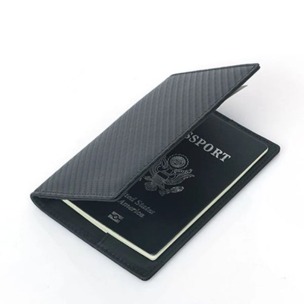 Portefeuilles Nouveaux motifs de fibre de carbone authentique en cuir ID support de carte de crédit portefeuille portefeuille RFID portefeuille couverture de permis de conduire de permis de conduire