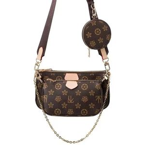 Carteras nuevo diseñador de moda Mujeres Bolsos de hombro Multi Pochette Accesorios Bolsos de moda de cuero genuino Monederos Flor Mini 3 piezas 3 pies