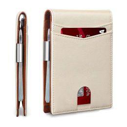 Portefeuilles nouveaux slim RFId authentique portefeuille en cuir sac d'argent mince homme de carte portefeuille pour hommes petit bourse court mâle