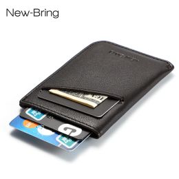 Billeteras Newbring Small Genuine Leather embrague de cuero Hombres Taskers de identificación de tarjetas de crédito Fama Mini Purse Cash Women Holder Manga