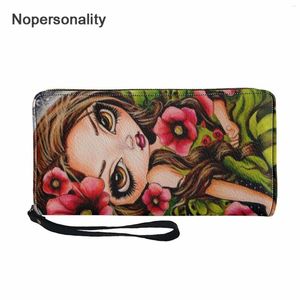 Portefeuilles Nopersonality dame pochette 3D dessin animé crâne filles imprimer longue femme en cuir PU carte sac à main mode porte-monnaie pour les femmes