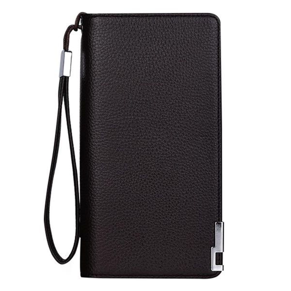 Cartera Original de lujo para hombre, cartera de negocios con cremallera, monedero de cuero PU para hombre, moda masculina, titular de la identificación, bolsillo para teléfono