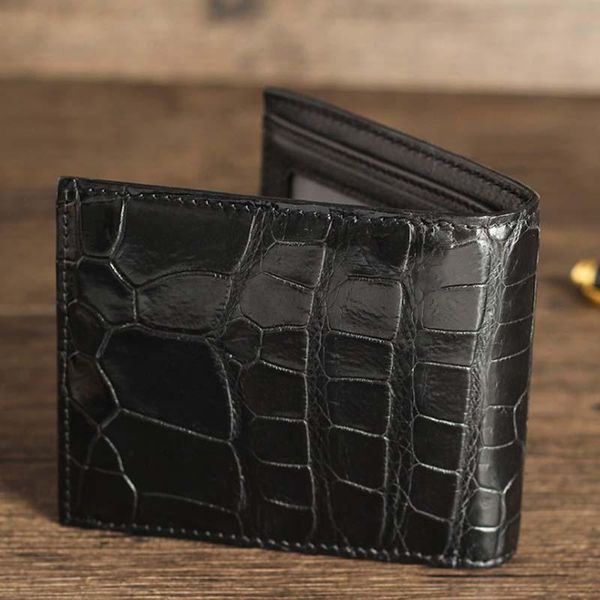 Portefeuilles Ourui True Crocodile Leather Male Brief Paragraph Men's Wallet Genuine Men