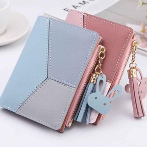 Portefeuilles Patchwork Cuir Femmes Minni Po Money Purse Court Portefeuille Pochette pour filles douces Billfold