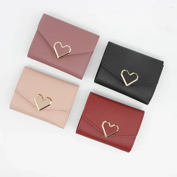 Carteras Personalizadas y de moda Cartera corta para mujer en forma de corazón Bolsa versátil Caja de tarjeta de cambio