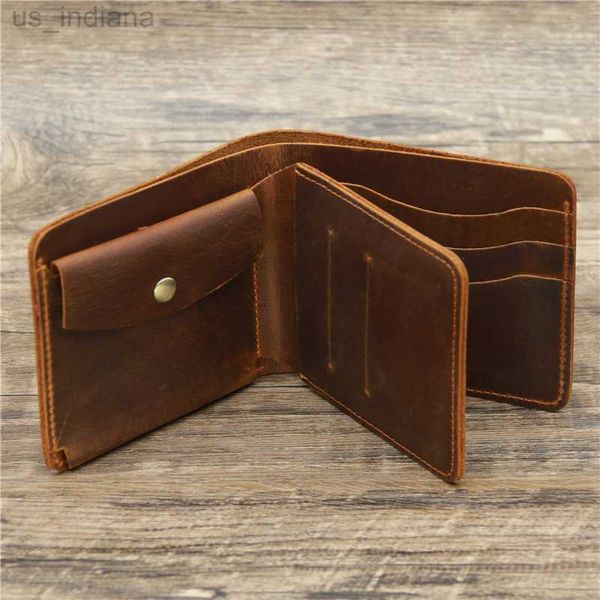 Portefeuilles Personnalisé meilleur portefeuille en cuir véritable pour hommes avec poche à monnaie minimaliste personnalisé gravé Bi Fold portefeuille en cuir pur pour hommes L220929