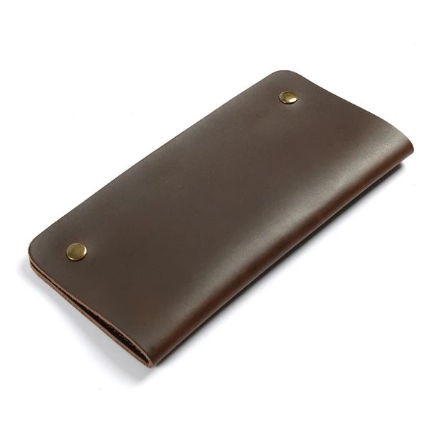 Billeteras billetera de cuero genuino personalizado personalizado con soporte de chequera bolso de cuero largo para hombres cuero puro personalizado
