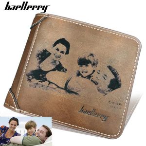 Portefeuilles Photo gravure Pu Leather Men Portefeuille Portez-vous Carte Porte-photos Broit Casual Male Purse Note Compartmen Male Purse Top Quality