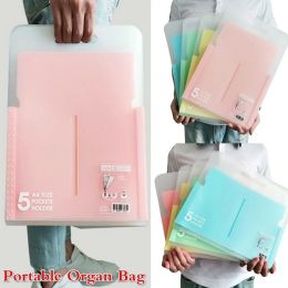 Wallets Portable Organ Bag Document Bag Bestand Map Uitbreiden Wallet 5 Grid A4 Organisator Paperhouder Kantoor School Supplies Cadeau