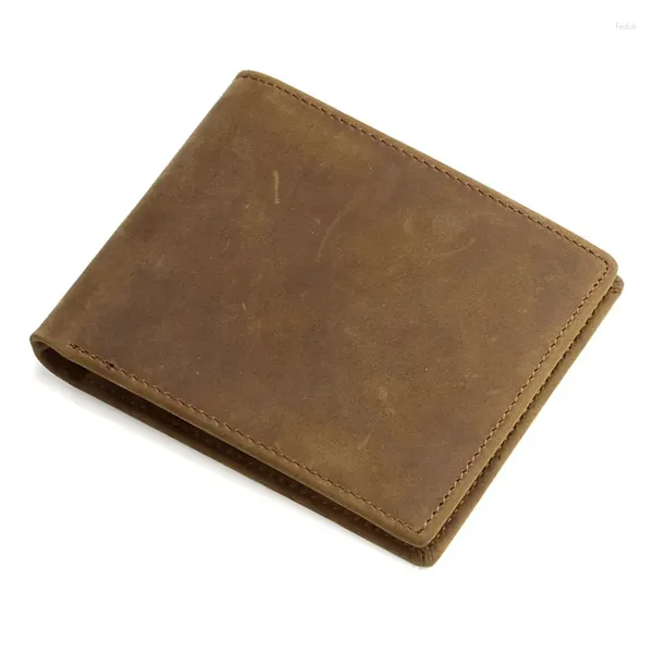 Portefeuilles Promotion haute qualité poche avant Vintage marron haut Grain véritable cheval fou en cuir hommes peau de vache mâle sac à main M8029