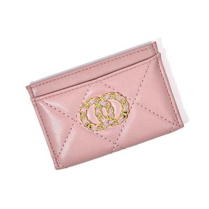 Portefeuille PU Sac à carte courte Femme Small Fragrant Wind Lingge 2023 Nouvelle carte de carte Ultra Thin Case Busined Carte Getins Leather Mini Mini Niche Designer Sacs 2