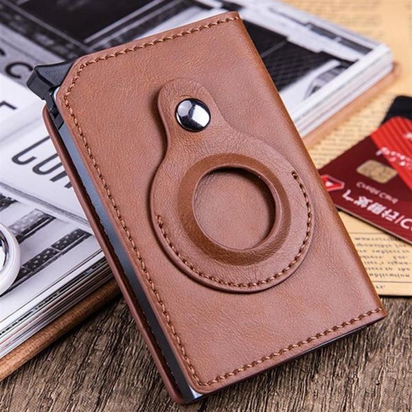 Portefeuilles RFID Air Tag Men Habet Carte Slim Thin Thin Trifold Leather Mini portefeuille pour appliquer petit sac à main en argent mâle237p