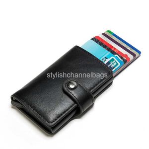 Wallets RFID Blokkering Vintage Men's Credit Card Holder Aluminium Aluminium Aluminium Legering ID Kaartkast Automatische mannelijk metaalleren kaarthouder WA246P