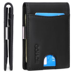 Portefeuilles RFID Geuthe Suppocle de poche en cuir authentique avec un portefeuille de clip argent pour hommes portefeuille portefeuille portefeuille portefeuille