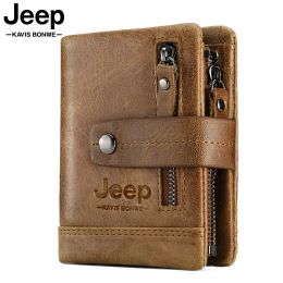 Portefeuilles RFID en cuir authentique en cuir massif masculin de portefeuille RFID Blocking Cradit Carte Holder avec poche de luxe Pocket Brand Business Clutch Sac