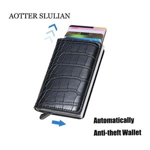 Wallets RFID SMART Anti-deft unisex houders Business ID Card Case Fashion Soft Leather verschijnt automatisch Portes273S