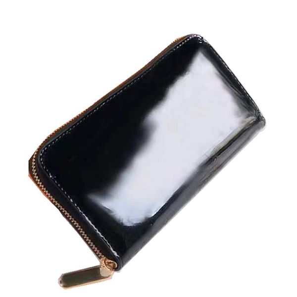 Carteras de charol brillante con relieve, monedero largo para mujer, bolsos de diseñador, tarjetero, monederos con cremallera, billetera para hombre de moda Wh205d