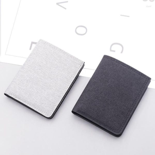 Billeteras de lona corta para hombre, monedero ultrafino informal con cremallera, minitarjetero para hombre, monedero para hombre, puede poner licencias de conductor