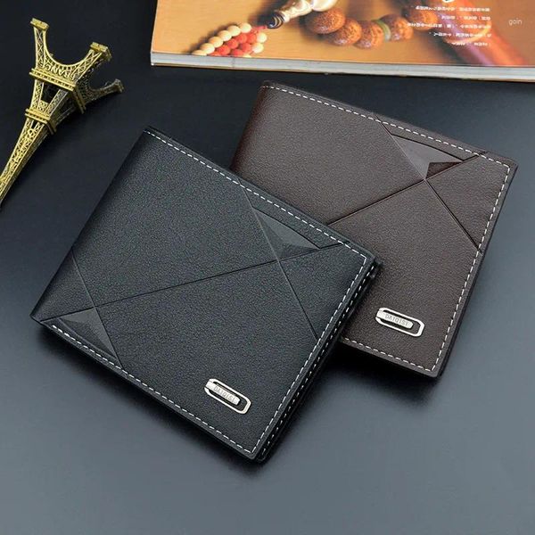 Portefeuilles courts mous embrayage mince support de carte zipper monnaie de poche de pochette pour hommes.