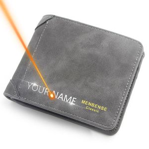 Portefeuilles korte mannen slanke kaarthouder po mannelijke naam gegraveerde portemonnee kleine klassieke rits munt pocket square portemonnees wallets