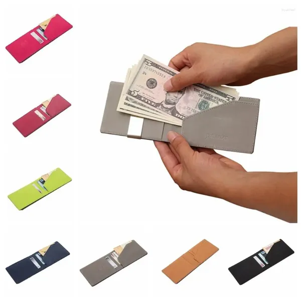 Billeteras breve dinero clip billetera soporte de tarjeta simple estilo coreano pub machos de cuero para hombres en efectivo chicas