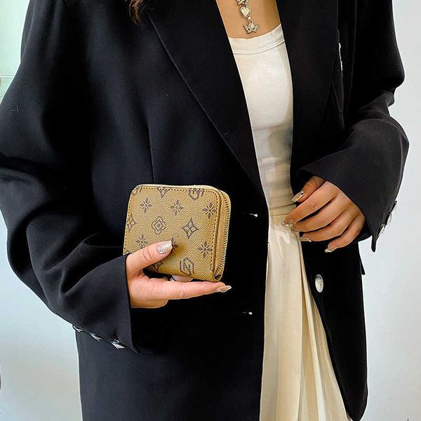 Portefeuilles Court sac à main à fermeture éclair imprimé pour femmes multi-cartes téléphone portable porte-monnaie portefeuille boîte-cadeau