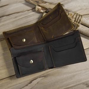 Portefeuilles Design simple en cuir court portefeuille pour hommes mâle véritable peau de vache porte-monnaie Mini hommes mince mince Porte Monnaie 2023