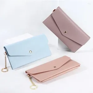 Portefeuilles Simple Ultra-mince Sac à main pour femme Mince Petit sac de carte fraîche Couleur unie Longue couverture Portefeuille de permis de conduire