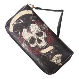 Wallets Skull Wallets voor vrouwen Halloween lange heren- en dames portemonnee met schedelpatronen unisex Design portemonnees