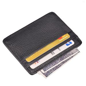 Billeteras delgadas mínimas minimalistas de billetera de bolsillo frontal fundas de tarjetas de cuero con ventana de identificación para hombres mujeres