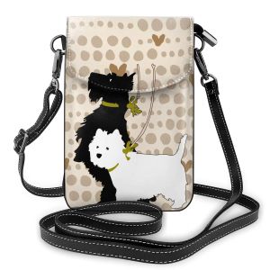 Billeteras Pequeñas cruz de cruz billetera Women Mini Pu Cuero Shoulgen Messenger Messenger For Girls Westie Bolsas Ladies Purse Flap