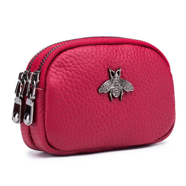 Portefeuilles petit porte-monnaie en cuir mignon femme sac d'argent Double fermeture éclair nouveau Mini pour les femmes L221101