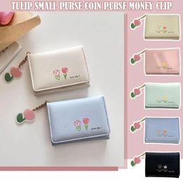 Portefeuilles Petit portefeuille Tulip Court Étudiant Triple Fold Card Sac ID Changement Fille Porte-monnaie Stockage Lady Holder Hol N9S5