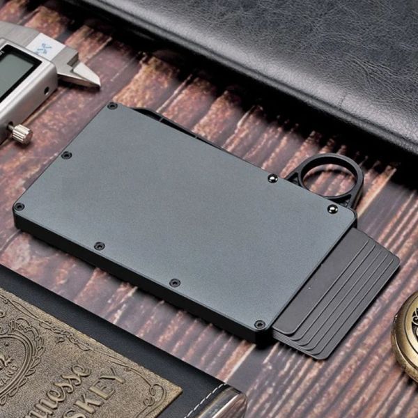 Portefeuilles Smart Pop Up Carte de crédit Holder Slim Wallet Business minimaliste RFID Blocking Slim Metal Card Holder Case Anti Protect for Men