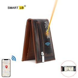 Portefeuilles Smart Wallet BluetoothCompatible Antilost Money Clip RFID Blokkering Beveiliging Slim Man's Portem Card Holder Kleine Travel Wallets