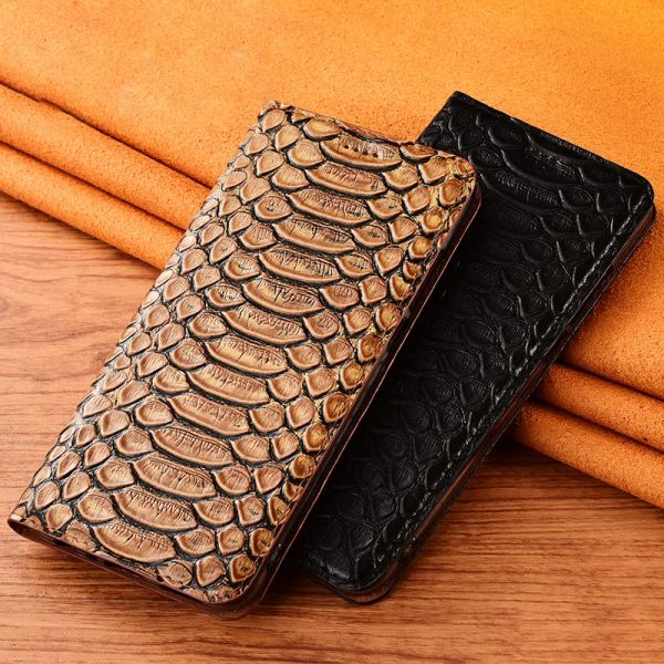 Venas de piel de serpiente de billeteras Case de cuero genuino para Samsung Galaxy S7 S8 S9 S10 S20 S21 S22 Fe Plus Lite Ultra Wallet Flip Cover Cover