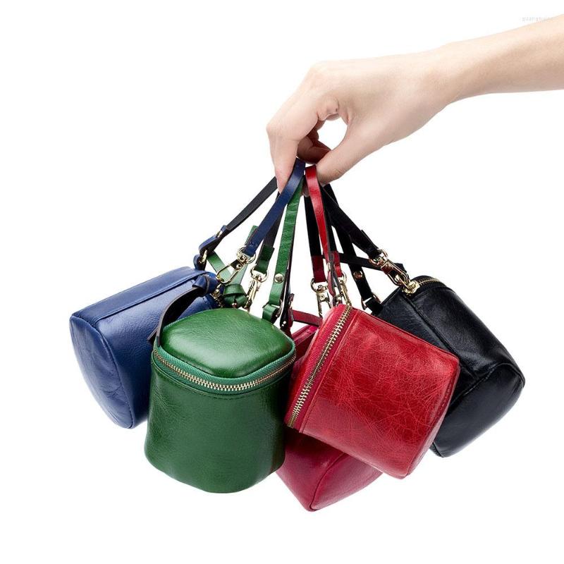 Portefeuilles en cuir véritable souple Mini rouge à lèvres seau porte-carte clés sac porte-monnaie pochette écouteur poche pour femme