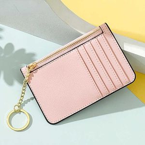 Carteras Titular de la tarjeta de color sólido para mujer Súper delgada Cartera pequeña para mujer Pu Cuero Mini Business ID Estuche para tarjeta de crédito KeyChainL230303 para mujer