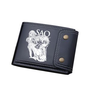 Billeteras Arte de la espada en línea Anime Billeteras cortas Sao Monedas de dibujos animados unisex pequeños bolsos de dinero PU Tibros de tarjetas de identificación de cuero unisex Unisex Clutch