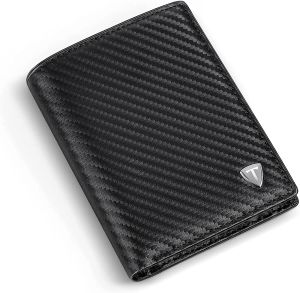 Portefeuilles Teehon Dermic en fibre de carbone forme de portefeuille Men de poche mince Light Purse Pocket Card Holder RFID Fashion Black