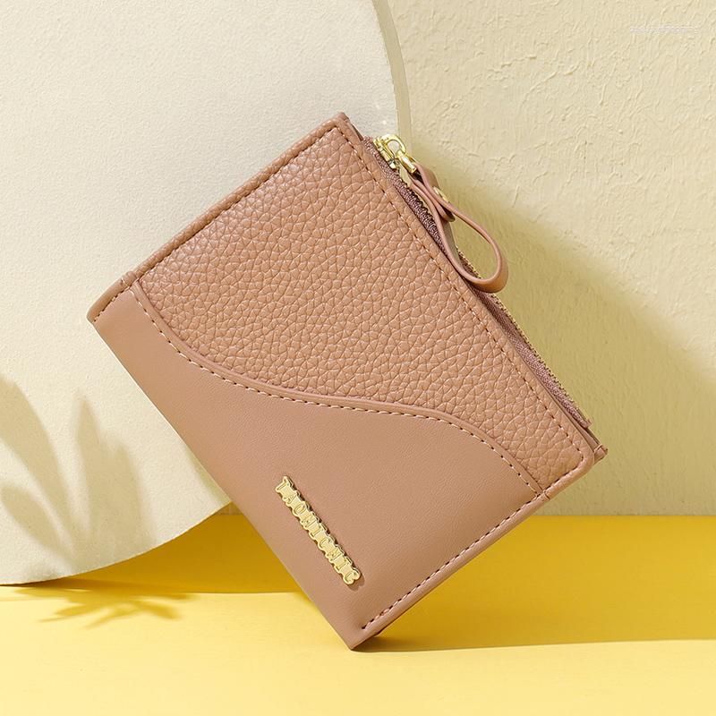 Wallets The Fashion Simple Two Fold Women's Short Purse Small Students Multi-functional Zipper Coin Cute Wallet