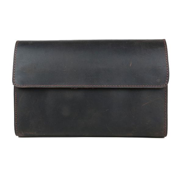 Portefeuilles Tiding luxe en cuir italien hommes pochette portefeuille sac Vintage doux fermeture éclair longue organisateur concepteur sac à main marron foncé 4062